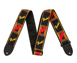 Fender 2' Monogrammed Guitar or Bass Strap, Black, Yellow and Red
