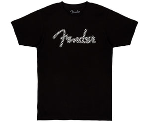 Fender Spaghetti Wavy Checkerboard Logo Tee, Black, XL