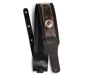 Taylor Grand Pacific 3" Nickel Concho Leather Guitar Strap in Brown