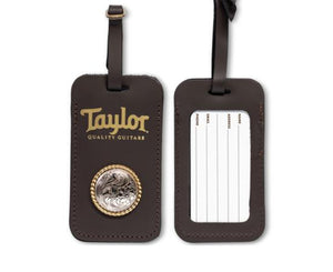 Taylor Leather Luggage Tag Chocolate Brown with Concho