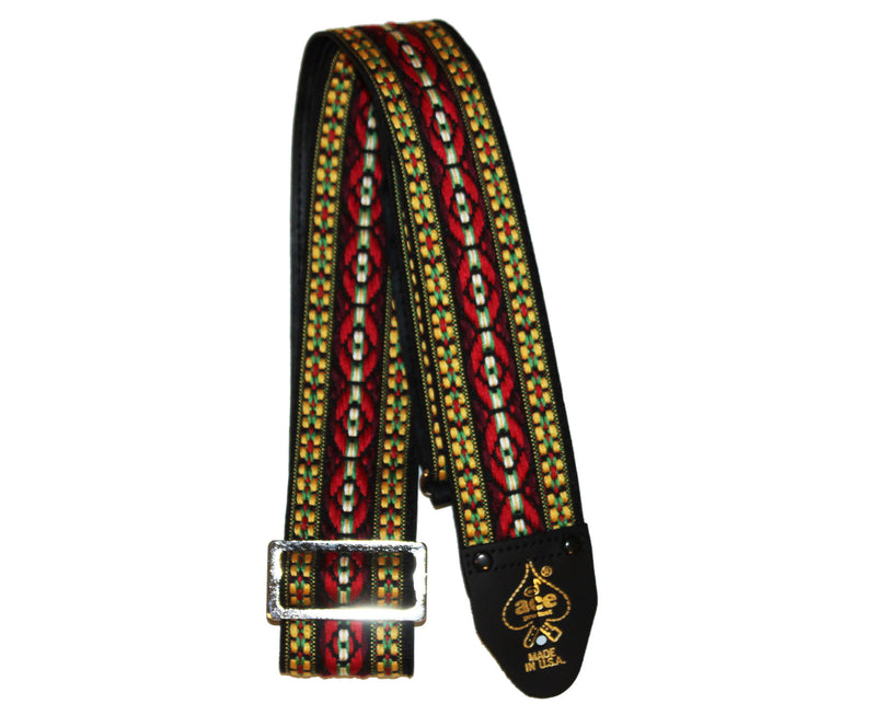 Ace Vintage Reissue Bohemian Red Guitar Strap by D'Andrea - Made