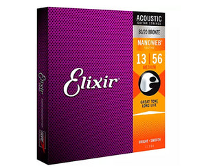 Elixir Nanoweb 80/20 Bronze Acoustic Guitar Strings 13-56 Medium 11102