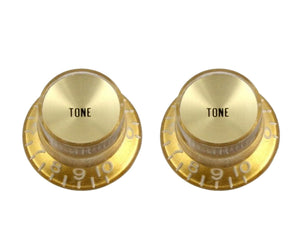 Allparts PK-0182 Gold Top Hat Set of 2 Reflector Tone Knobs