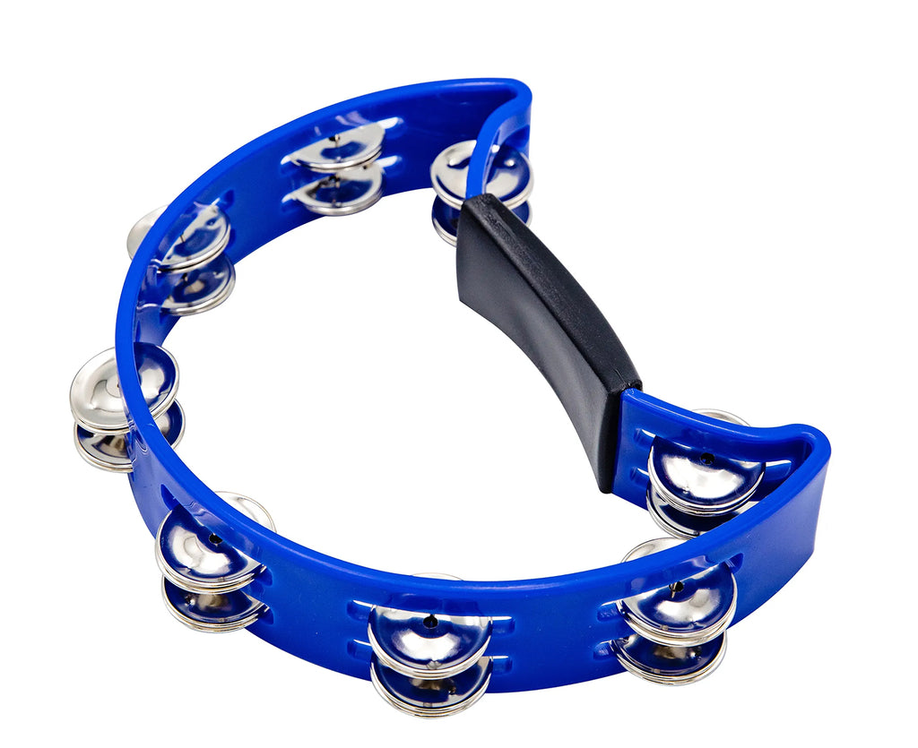 Cardinal Percussion Hand-Held Moonbourine Double Row Blue Tambourine