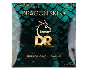 DR Strings Dragon Skin+ Coated Phosphor Bronze Acoustic Guitar Strings - .010-.048 Extra-Light