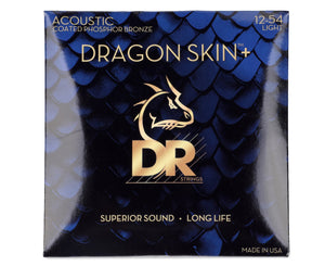 DR Strings Dragon Skin+ Coated Phosphor Bronze Acoustic Guitar Strings - .012-.054 Light