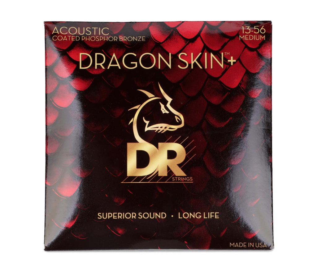 DR Strings Dragon Skin+ Coated Phosphor Bronze Acoustic Guitar Strings - .013-.056 Medium