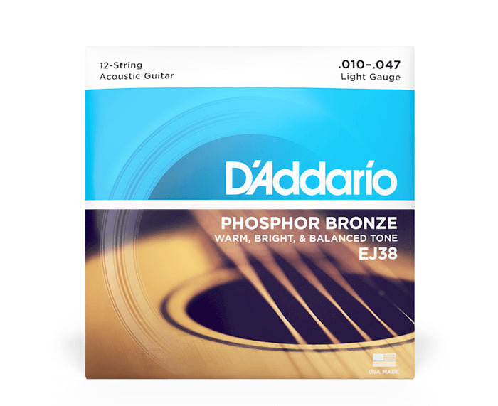 D'Addario EJ38 12-String Phosphor Bronze Acoustic Guitar Strings .010-.047