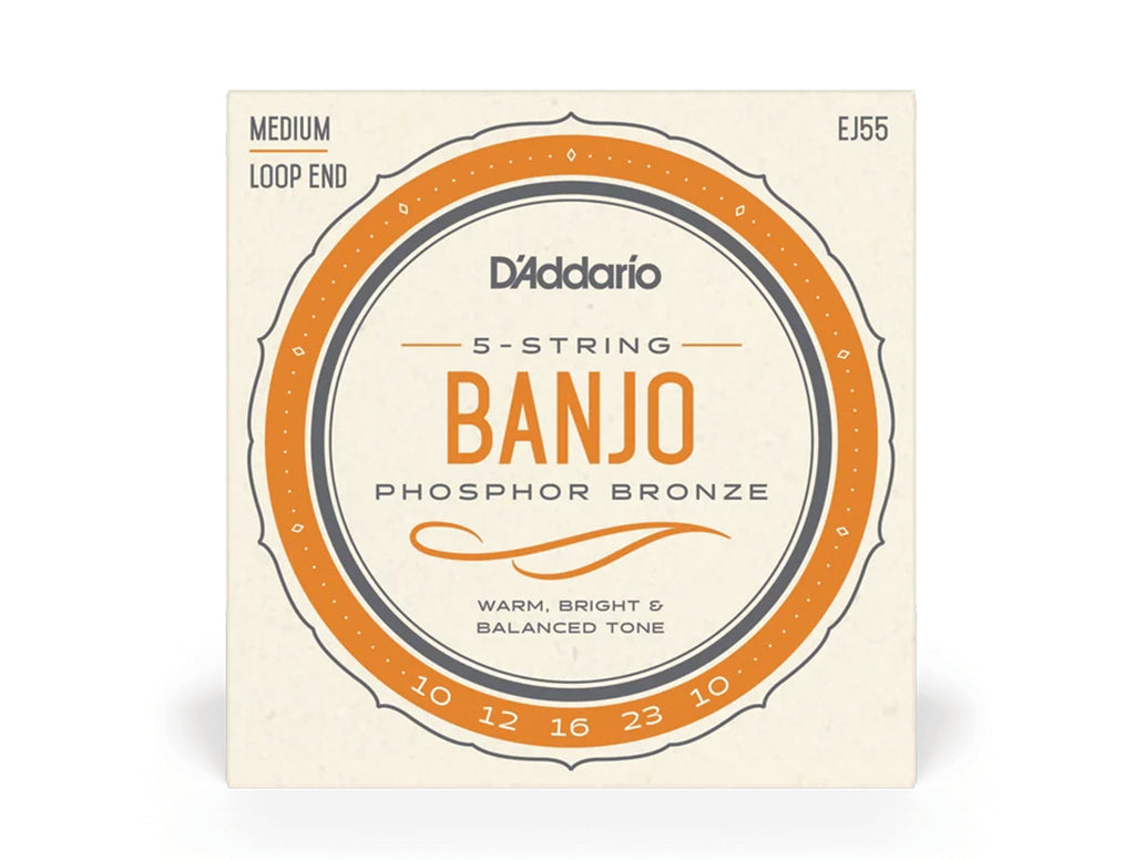 D'Addario EJ55 Nickel 5-String Medium Banjo Strings (10-23)