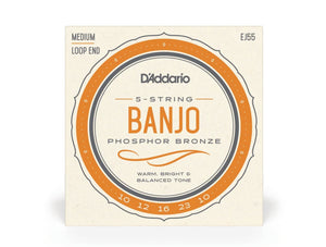 D'Addario EJ55 Nickel 5-String Medium Banjo Strings (10-23)