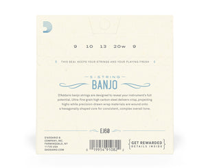 D'Addario EJ60 Light 5-String Banjo Strings (9-20)