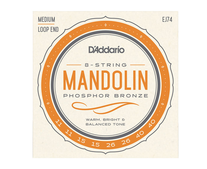 D'Addario EJ74 Medium Loop End Mandolin Strings .011-.040w