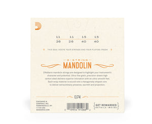 D'Addario EJ74 Medium Loop End Mandolin Strings .011-.040w