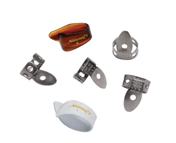 D'Addario National Finger Picks, Stainless Steel and Celluloid Thumb Pick Bundle