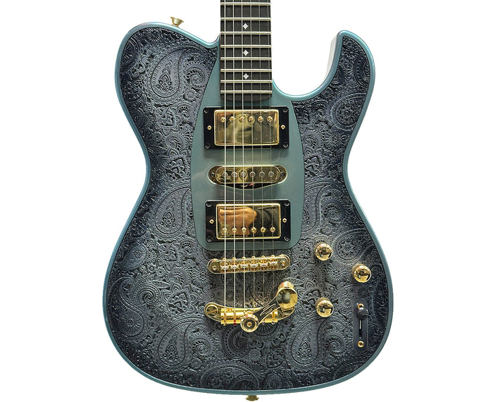 Dean Zelensky Dellatera ATW Deluxe Paisley Electric Guitar in Gunhill Blue Burst w/ Case, Many Upgrades!