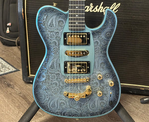 Dean Zelensky Dellatera ATW Deluxe Paisley Electric Guitar in Gunhill Blue Burst w/ Case, Many Upgrades!