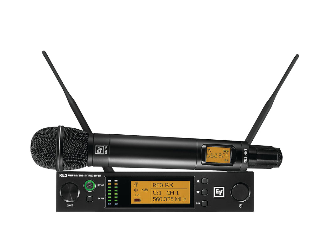 Electro-Voice RE3 Wireless Handheld Set With ND76 Dynamic Cardioid Vocal Microphone Head - 488-524 MHz