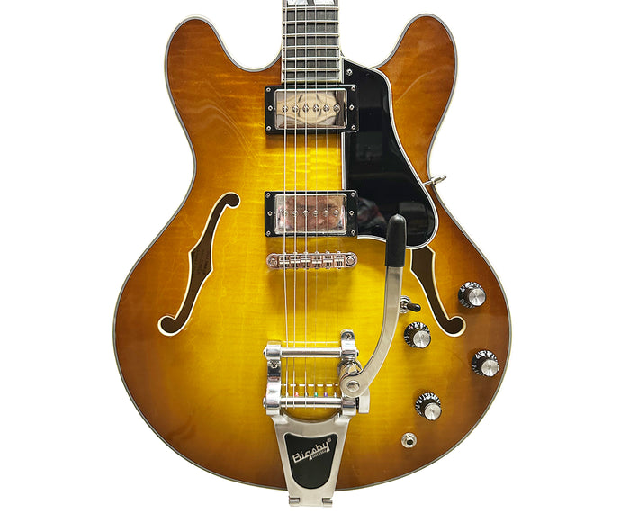 Eastman T486B-GB Semi-Hollow Electric Guitar in Gold Burst w/ Case