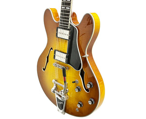 Eastman T486B-GB Semi-Hollow Electric Guitar in Gold Burst w/ Case