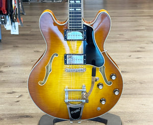 Eastman T486B-GB Semi-Hollow Electric Guitar in Gold Burst w/ Case