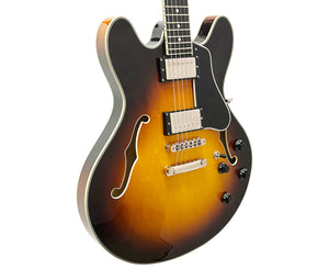 Eastman T386-RD Semi-Hollow Electric Guitar in Vintage Sunburst w/ Case