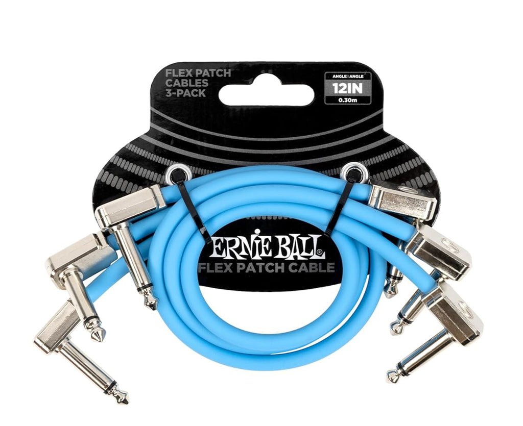 Ernie Ball Flex Patch Cables 12 Inch Blue 3-Pack - Megatone Music