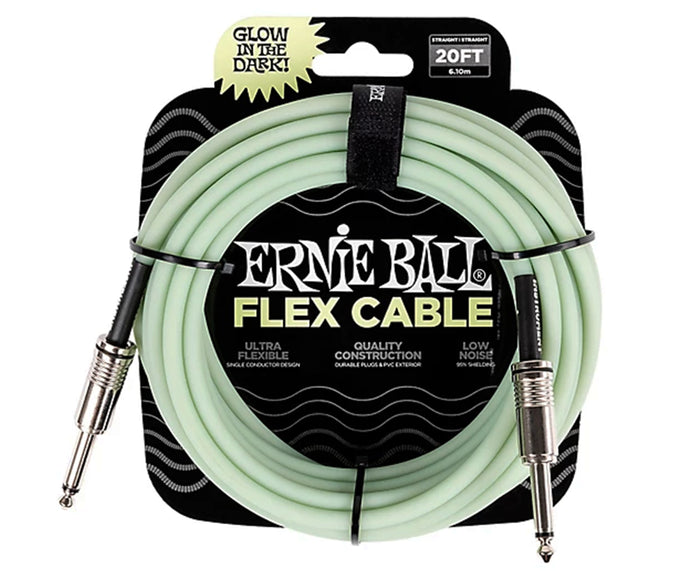 Ernie Ball Flex Instrument Cable Straight/Straight 20ft - Glow-in-the-Dark (P06437)