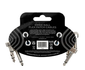 Ernie Ball Flex Patch Cables 3 Inch Blue 3-Pack