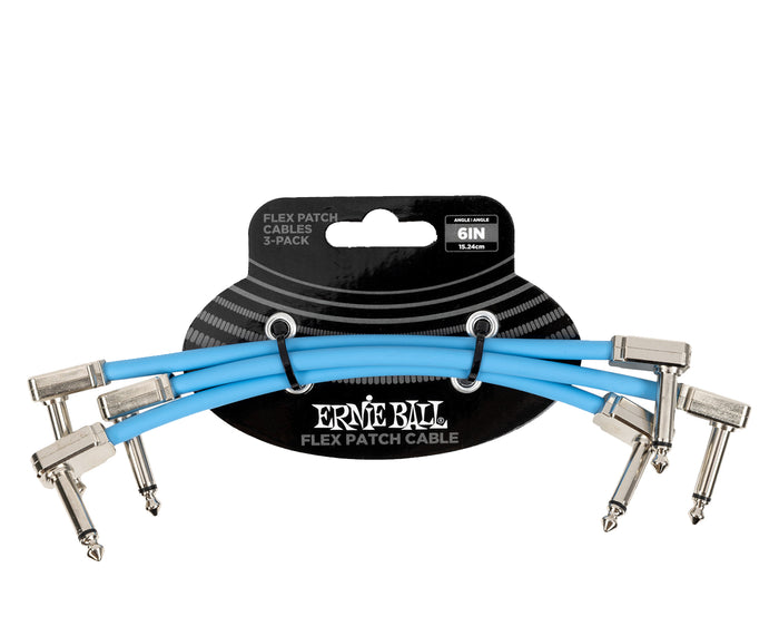 Ernie Ball Flex Patch Cables 6 Inch Blue 3-Pack