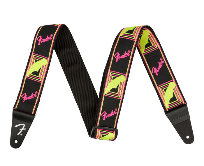 Fender 2' Neon Monogrammed Guitar or Bass Strap, Pink and Yellow