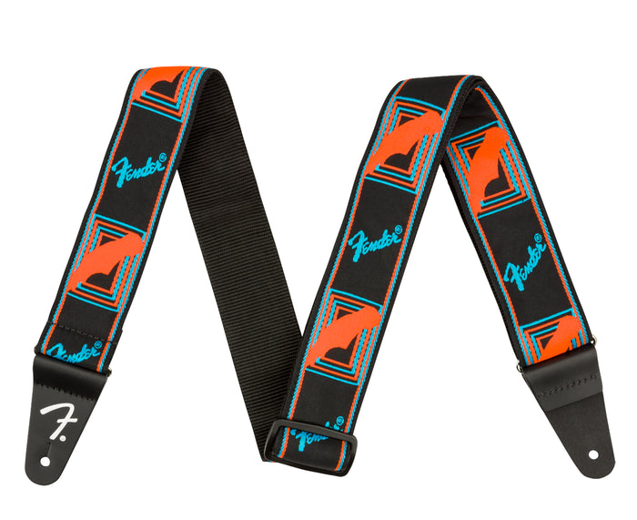 Fender 2' Neon Monogrammed Guitar or Bass Strap, Blue and Orange