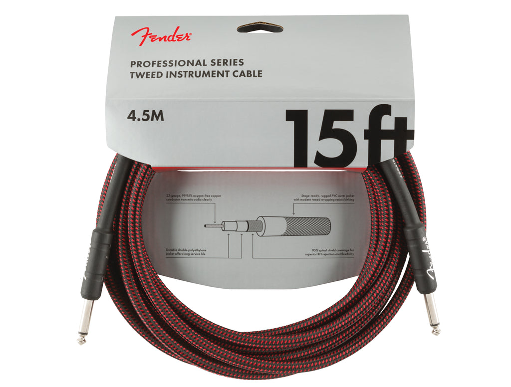 Fender Professional Series Instrument Cables, 15 Foot, Red Tweed - Megatone Music