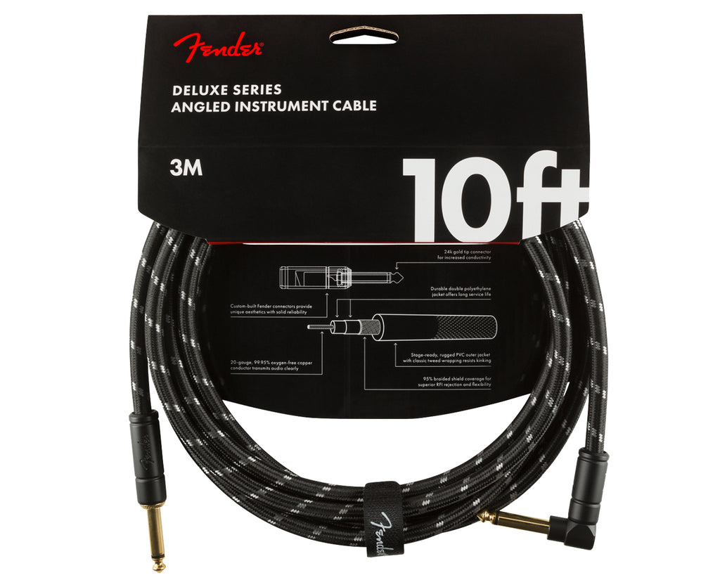Fender Deluxe Series Black Tweed Angled Cable - 10 Foot