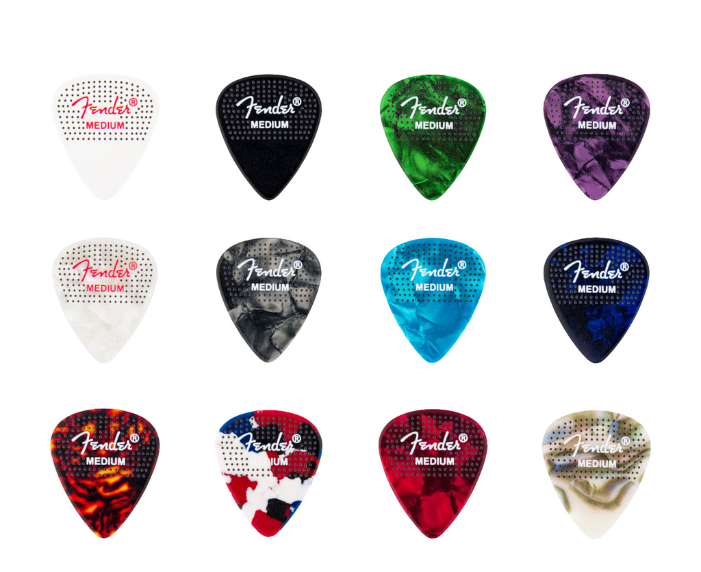 Fender Dotted Celluloid 351 Guitar Picks, Medium, 12-Pack