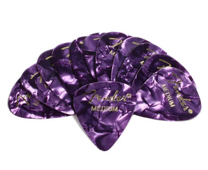 Fender Premium Celluloid Guitar Picks 351 Shape, Purple Moto, Medium, 12-Pack