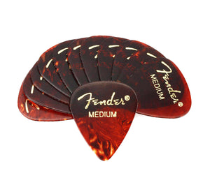 Fender Premium Celluloid Guitar Picks 351 Shape, Tortoise, Medium, 12-Pack