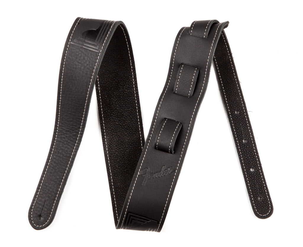 Fender 2' Monogrammed Leather Strap, Black