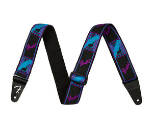 Fender 2' Neon Monogrammed Guitar or Bass Strap, Blue and Purple