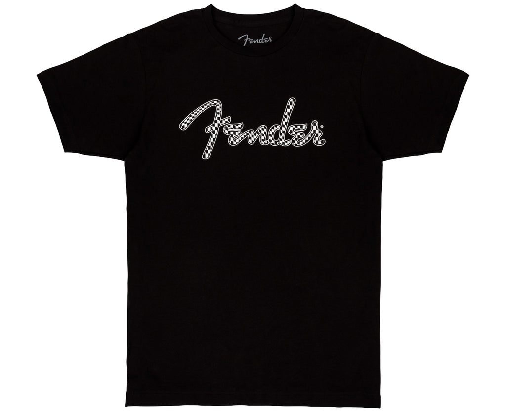 Fender Spaghetti Wavy Checkerboard Logo Tee, Black, Large