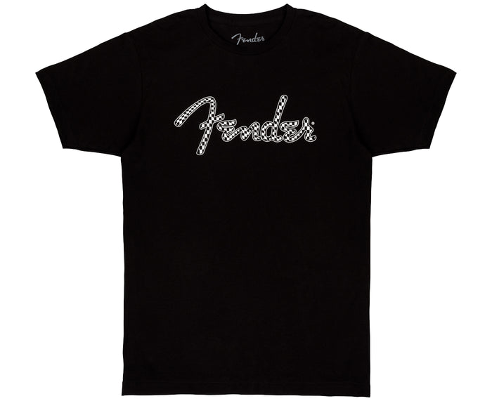 Fender Spaghetti Wavy Checkerboard Logo Tee, Black, XL