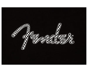 Fender Spaghetti Wavy Checkerboard Logo Tee, Black, XL