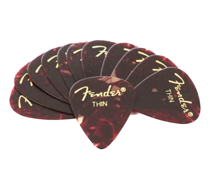 Fender Premium Celluloid Guitar Picks 351 Shape, Tortoise, Thin, 12-Pack