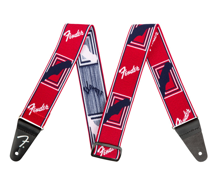 Fender 2" WeighLess Monogram Guitar or Bass Strap,  Red, White and Blue