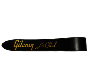 Custom Leather Gibson Les Paul Guitar Strap Black and Gold