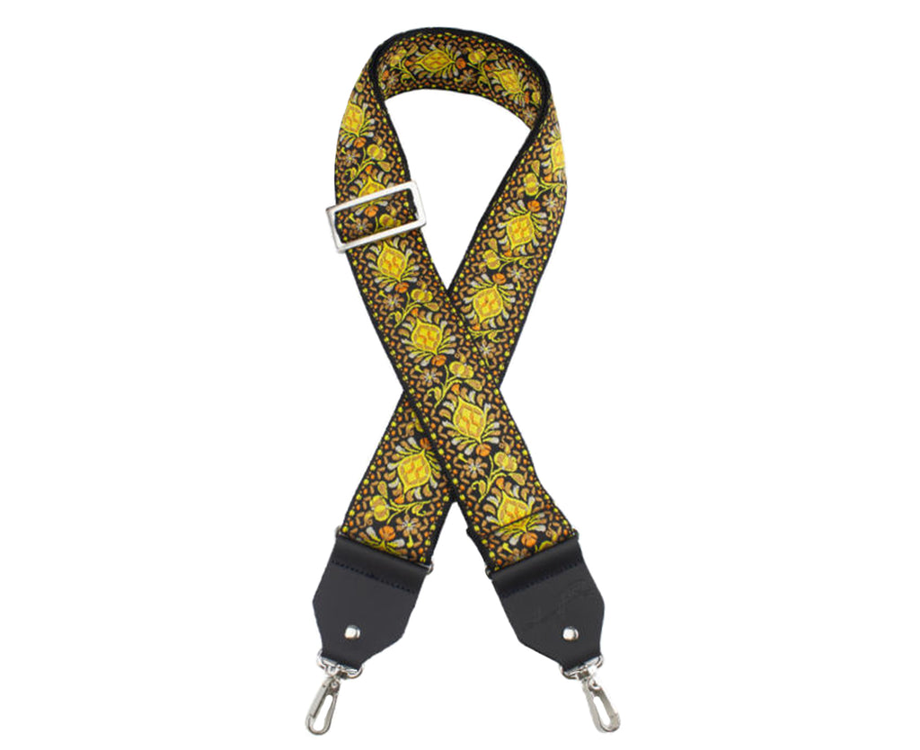 Henry Heller HJB-L64 Jacquard Series Banjo Strap with Metal Hooks - Maize Gold