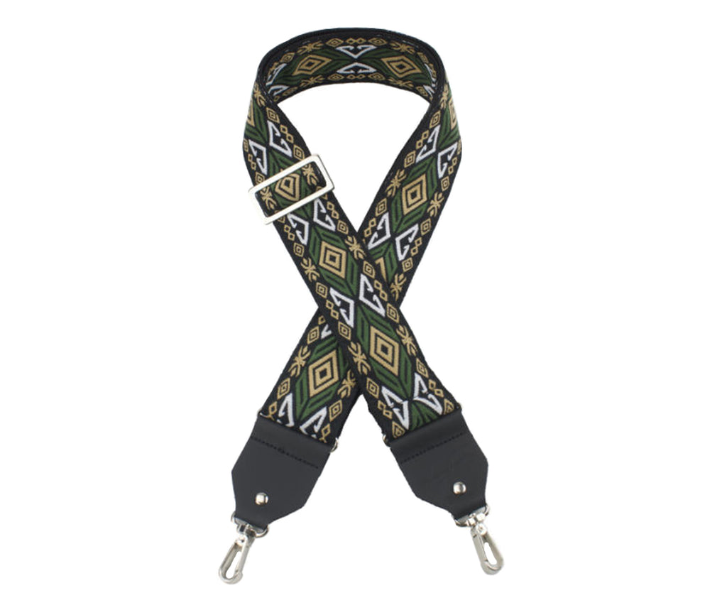 Henry Heller HJB-L71 Jacquard Series Banjo Strap with Metal Hooks - Green