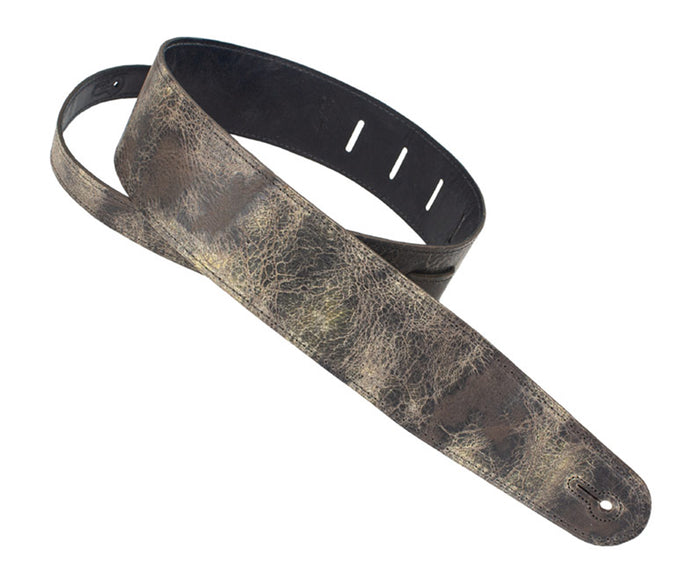 Henry Heller 2.5" Distressed Capri Leather Guitar Strap in Black