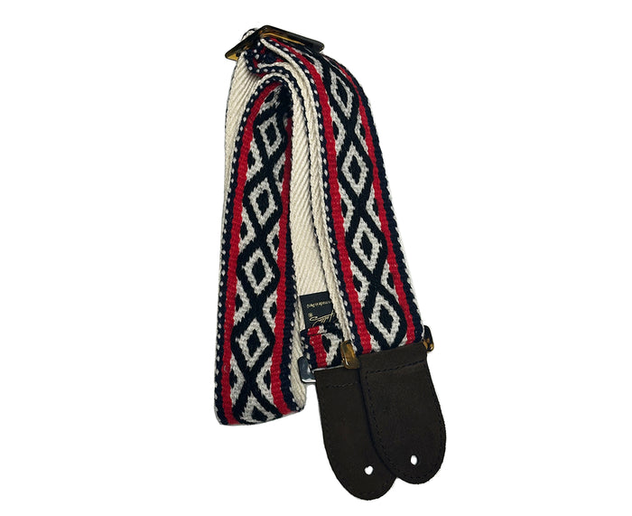 Henry Heller HPRU-09 Peruvian Tort-O Tri-Glide Guitar Strap in Black, Red and White