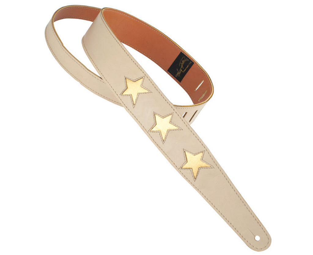Henry Heller 2" Star Series Cream Leather Strap w/ Bone Gold Stars