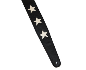 Henry Heller 2 in. Star Series Black Leather Strap w/ Bone White Stars